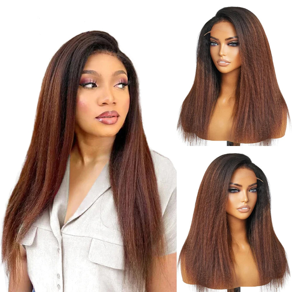 Pre-plucked Kinky Straight Human Hair Wig