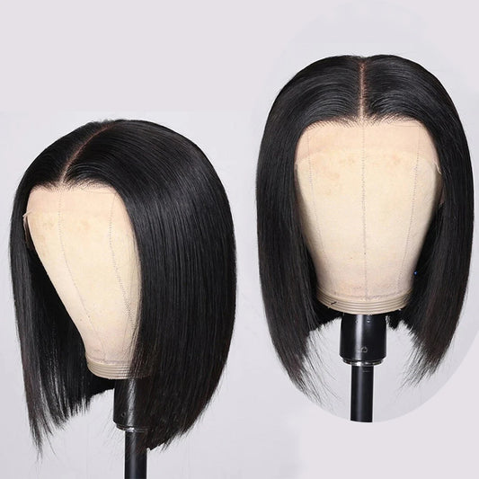 Pre Bleached Knots Bone Straight Malaysian Wig  4x4 Lace Closure