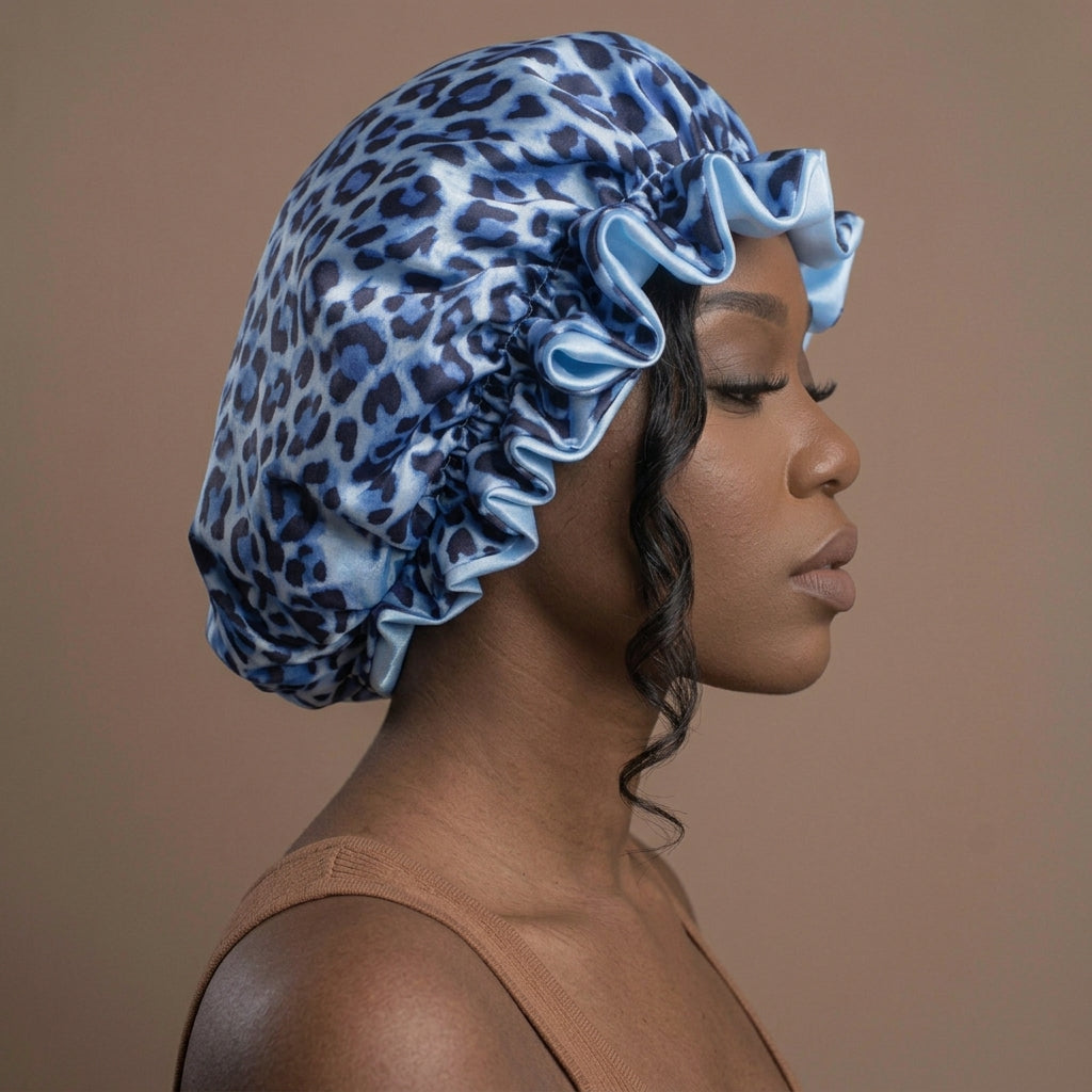 Double Layer Reversible Leopard Print Bonnet