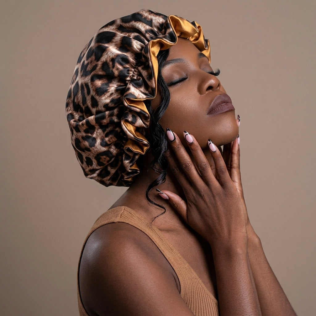 Double Layer Reversible Leopard Print Bonnet