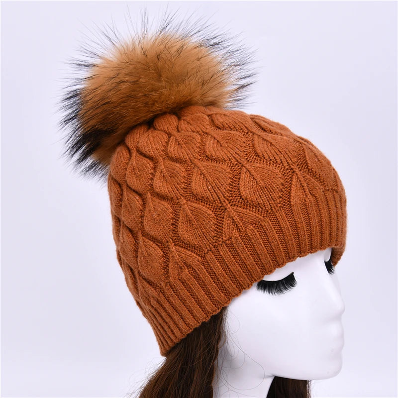 Jaxmony Double Lined Beanie Pom Pom Hat