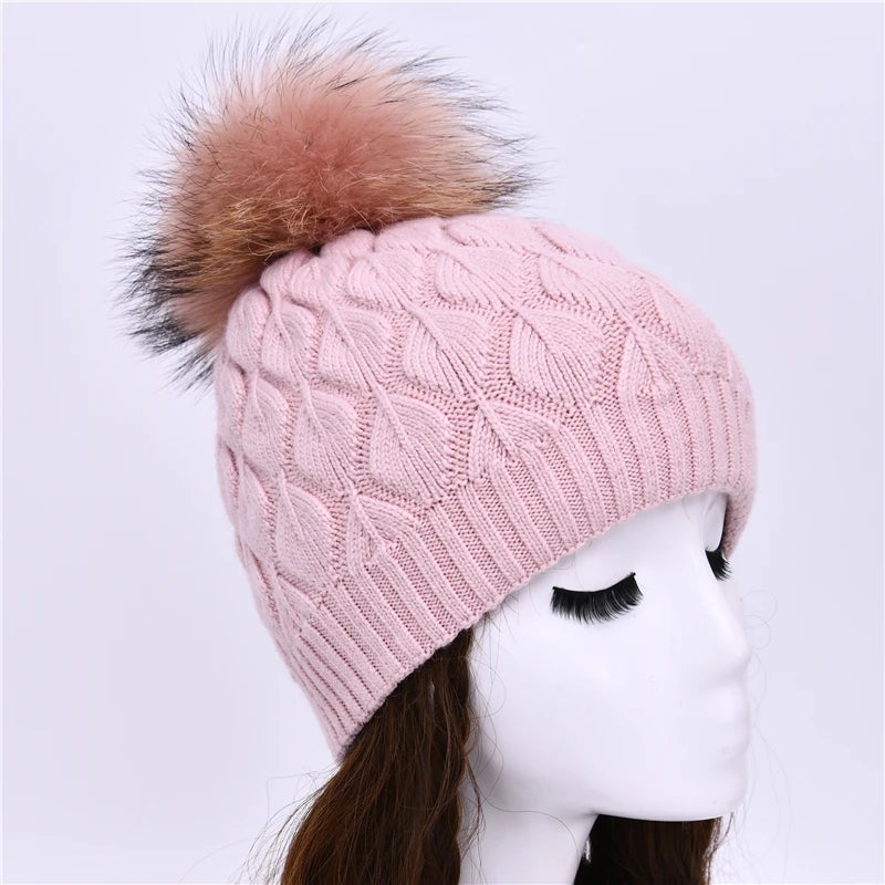 Jaxmony Double Lined Beanie Pom Pom Hat