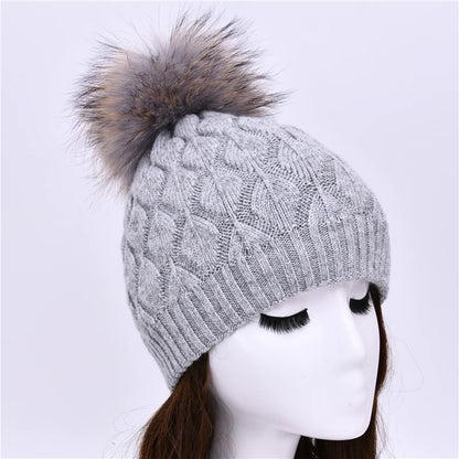 Jaxmony Double Lined Beanie Pom Pom Hat