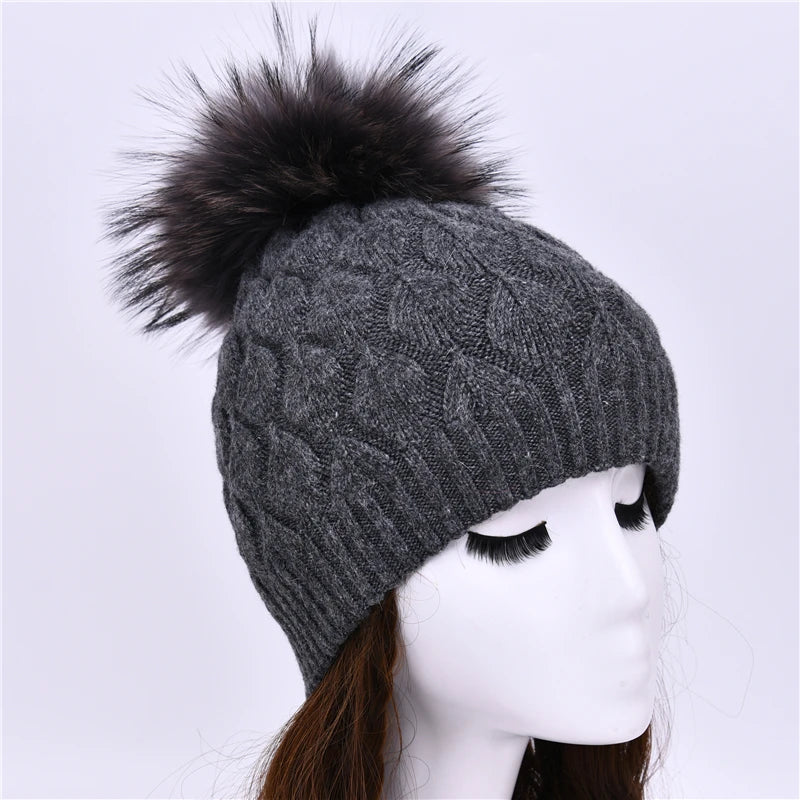 Jaxmony Double Lined Beanie Pom Pom Hat