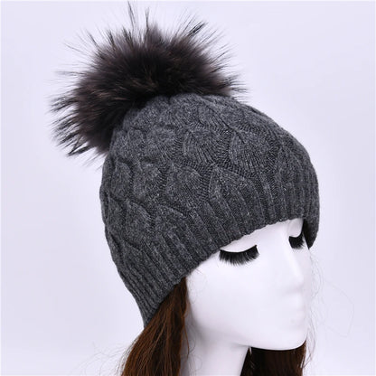 Jaxmony Double Lined Beanie Pom Pom Hat