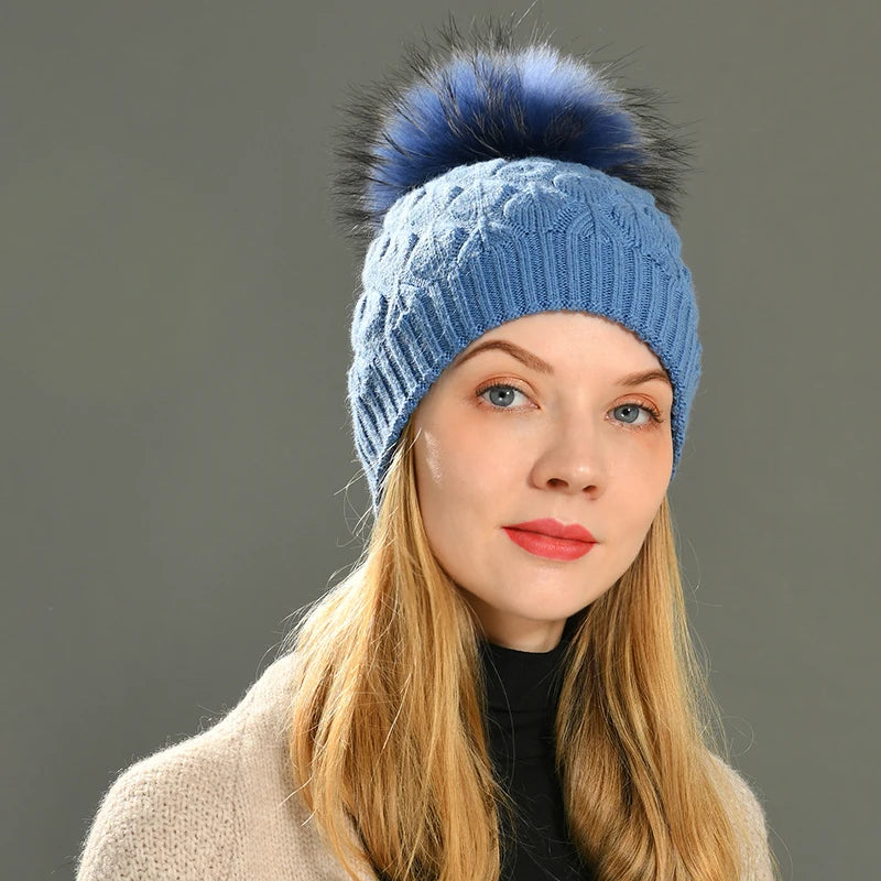 Jaxmony Double Lined Beanie Pom Pom Hat