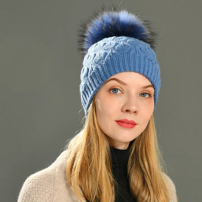 Jaxmony Double Lined Beanie Pom Pom Hat