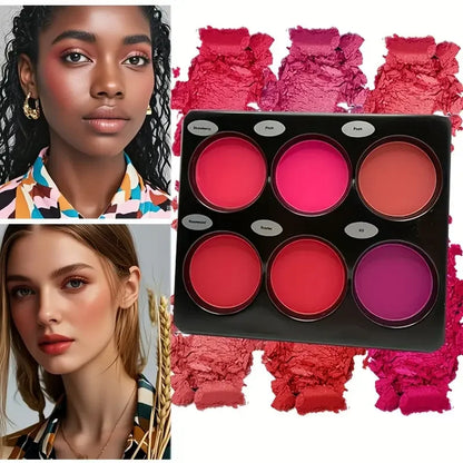 6 colour blush palette, large size, natural contouring makeup, matte blush beauty palette, long-lasting coverage