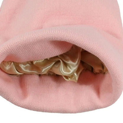 Silk Satin Lined Thermal Knit Beanie Hat