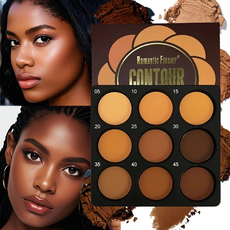 9 Colour Bronze Contour & Concealer Makeup Palette – Matte & Shimmer