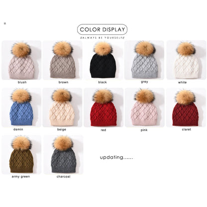 Jaxmony Double Lined Beanie Pom Pom Hat