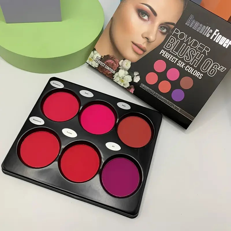 6 colour blush palette, large size, natural contouring makeup, matte blush beauty palette, long-lasting coverage