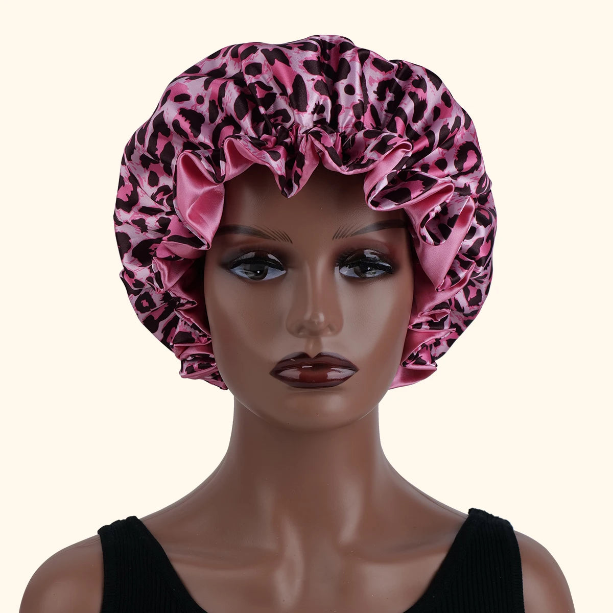 Double Layer Reversible Leopard Print Bonnet