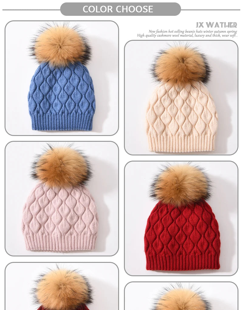 Jaxmony Double Lined Beanie Pom Pom Hat