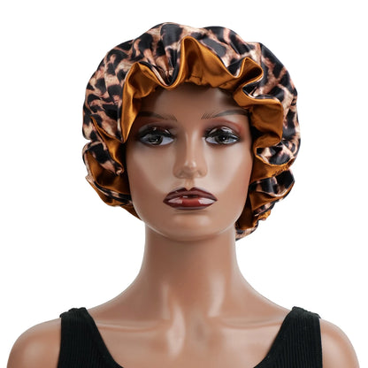 Double Layer Reversible Leopard Print Bonnet