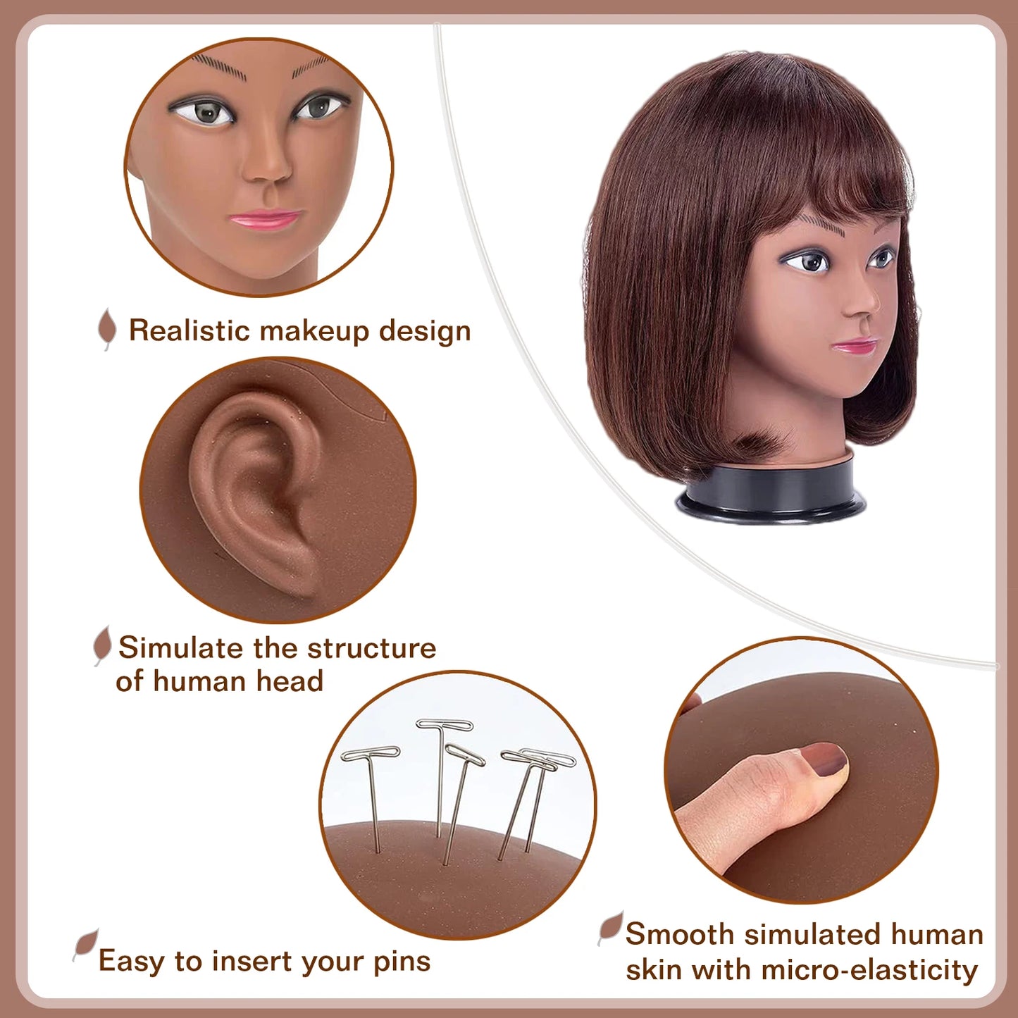 Mannequin Head with Stand/Clamp and Pins