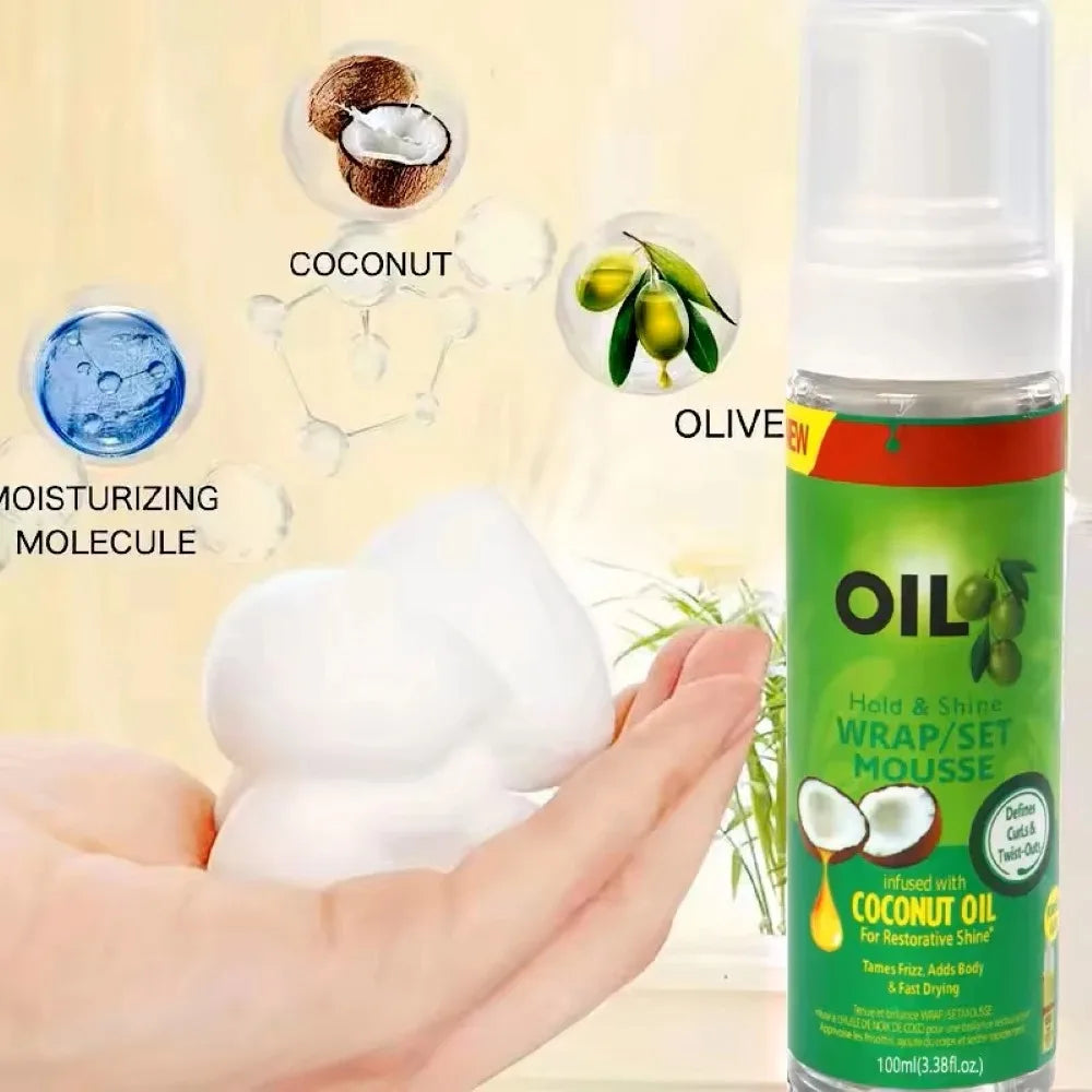 Curly Hair Mousse（100ml) For Wigs Strong Hold Olive Oil Hair Styling Mousse Anti-Frizz Hair Foam Mousse For Styling Hair Women