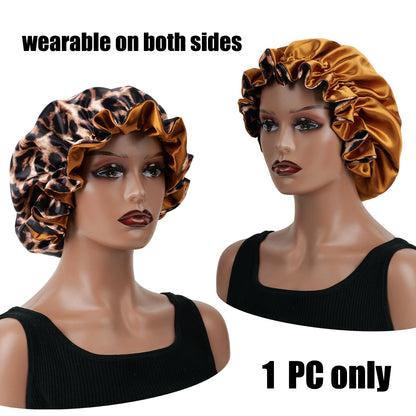 Double Layer Reversible Leopard Print Bonnet