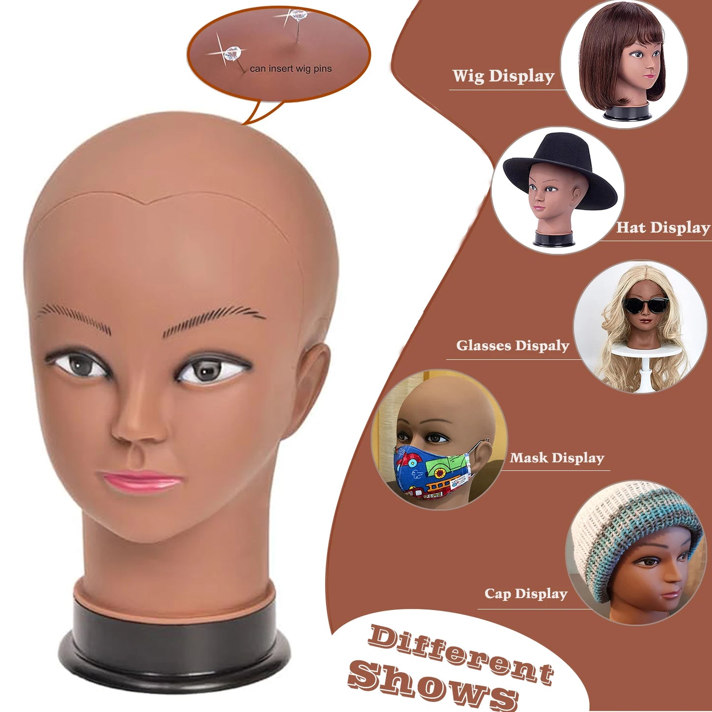 Mannequin Head with Stand/Clamp and Pins