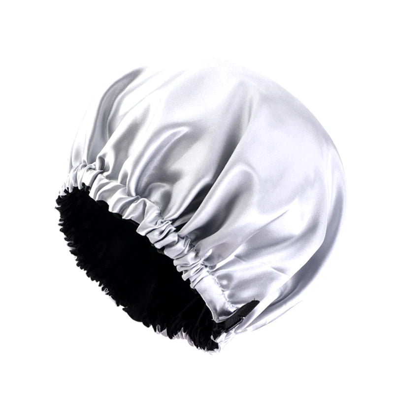 New Women Large Satin Bonnet Silky Night Sleeping Cap Adjusting Button Night Hat Beauty Salon Hair Care Hat Bathroom Products