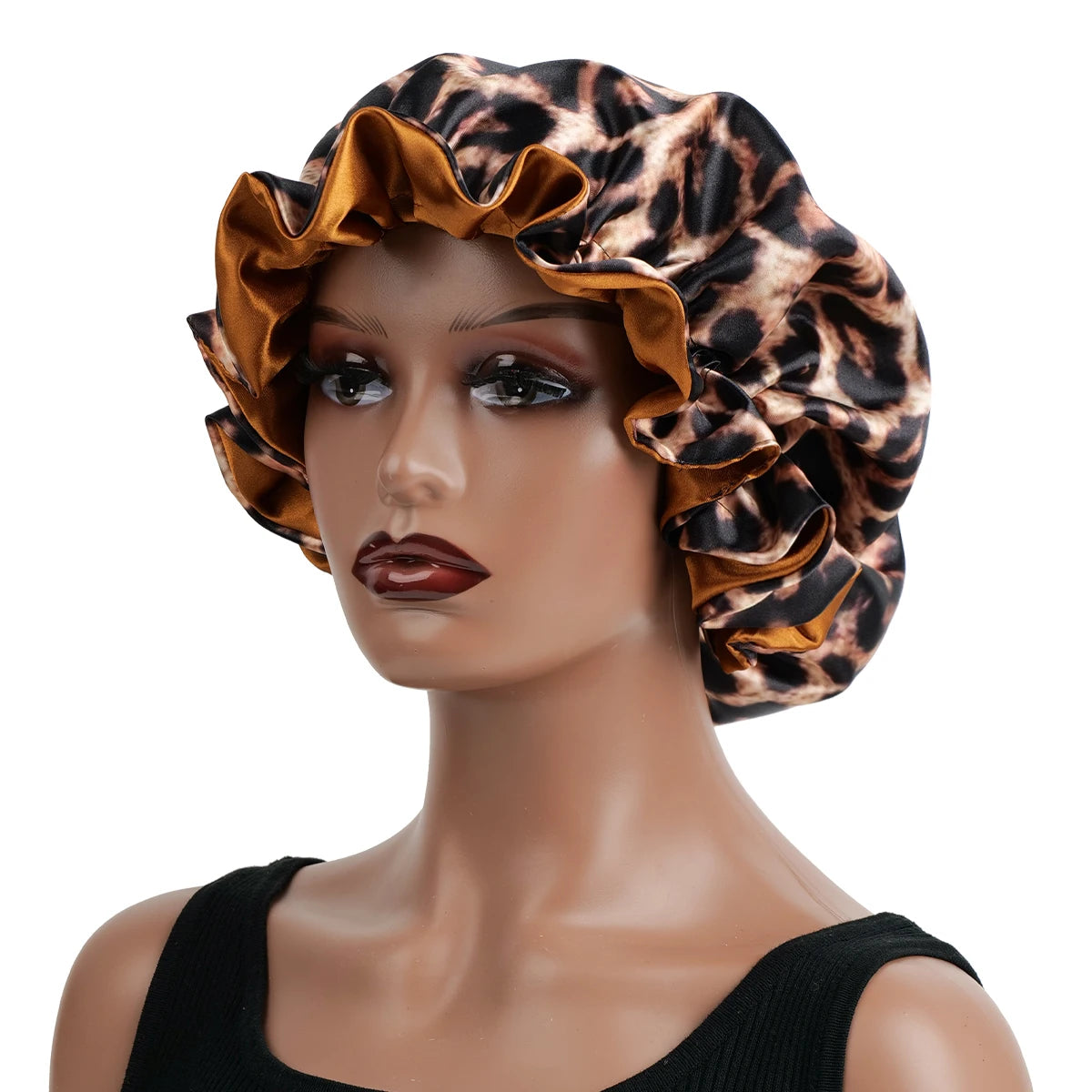 Double Layer Reversible Leopard Print Bonnet