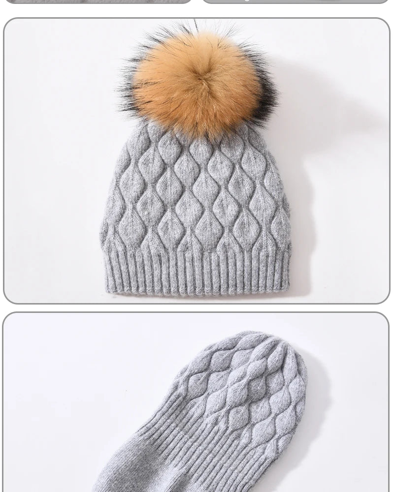 Jaxmony Double Lined Beanie Pom Pom Hat