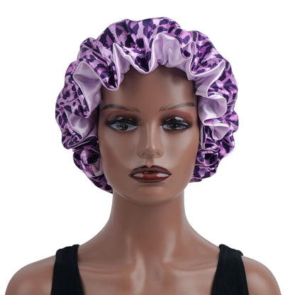 Double Layer Reversible Leopard Print Bonnet