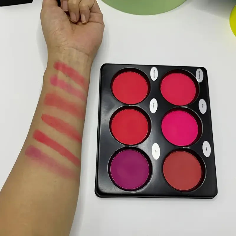 6 colour blush palette, large size, natural contouring makeup, matte blush beauty palette, long-lasting coverage