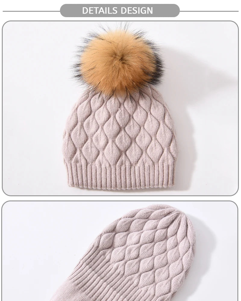 Jaxmony Double Lined Beanie Pom Pom Hat