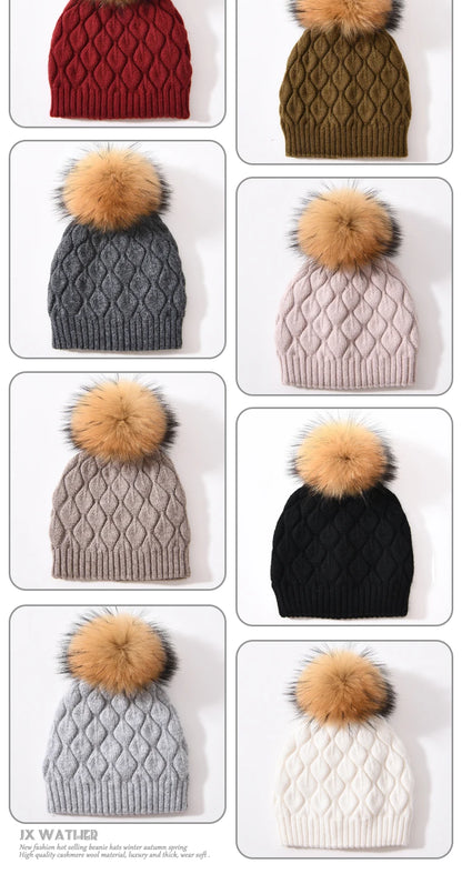 Jaxmony Double Lined Beanie Pom Pom Hat