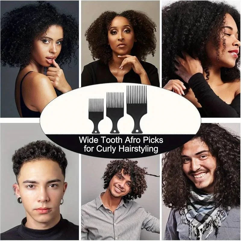 3-Piece Wide Tooth Afro Hair Pick Set