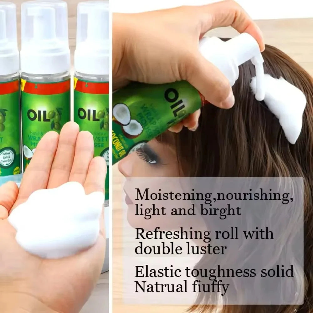 Curly Hair Mousse（100ml) For Wigs Strong Hold Olive Oil Hair Styling Mousse Anti-Frizz Hair Foam Mousse For Styling Hair Women